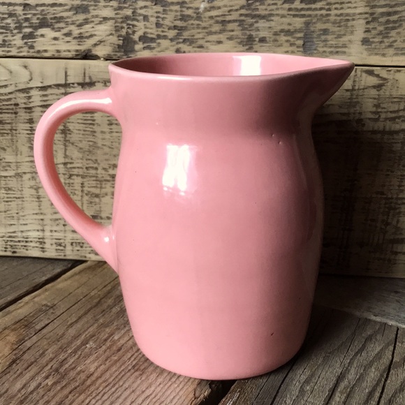 VTG Coral Peach Pink Ceramic Pottery Pitcher, 1Qt - Picture 3 of 8